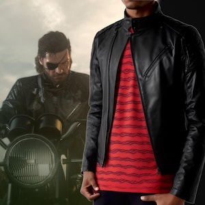 Metal Gear Solid V Snake Biker Leather Jacket Venom Snake Cosplay