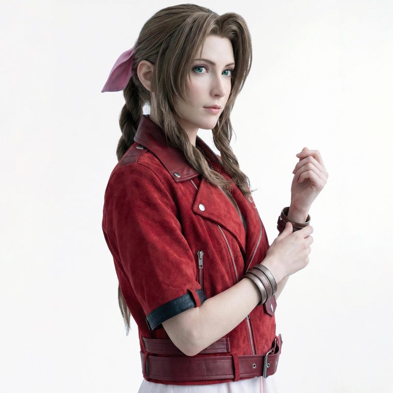 Chaqueta de cosplay de Aerith Gainsborough de Final Fantasy 7 Rebirth, chaqueta de cuero de Aerith para cosplay. imagen 2
