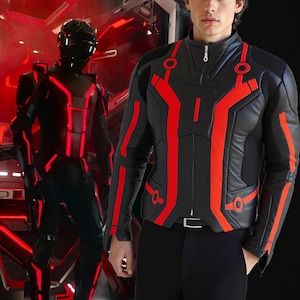 Tron Ares Inspired Cosplay Leather Jacket, Futuristic Leather Biker Jacket, Tron Legacy Cosplay Jacket