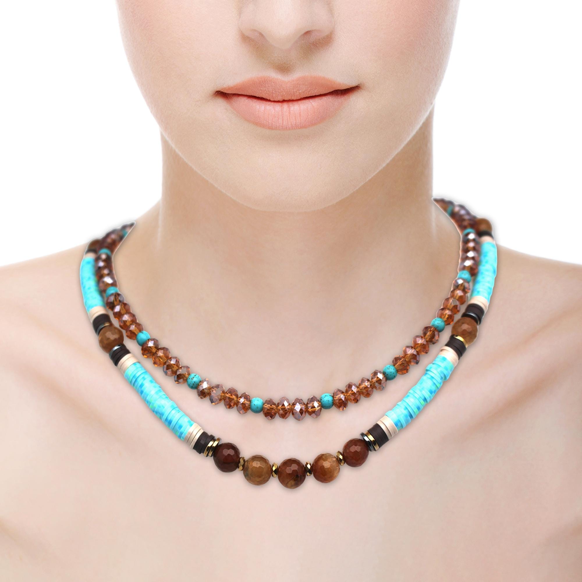 Fashion Layered Necklace with Heishi Beads