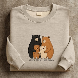 Custom Embroidered Bear Family Sweatshirt: Personalized Matching Gift