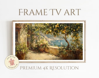 Italian Summer Frame TV Art - Amalfi Coast Digital Download - Mediterranean Terrace Wall Art for Frame TV