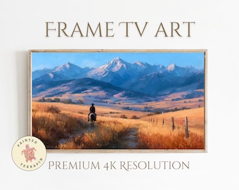 Western Cowboy Frame TV Art – Rustic Digital Download Wall Art for Samsung Frame – Cowboy Horse Desert Landscape