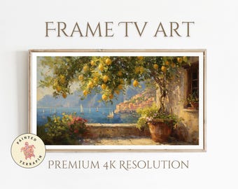 Italian Summer Frame TV Art - Amalfi Coast Digital Download - Mediterranean Terrace Wall Art for Frame TV