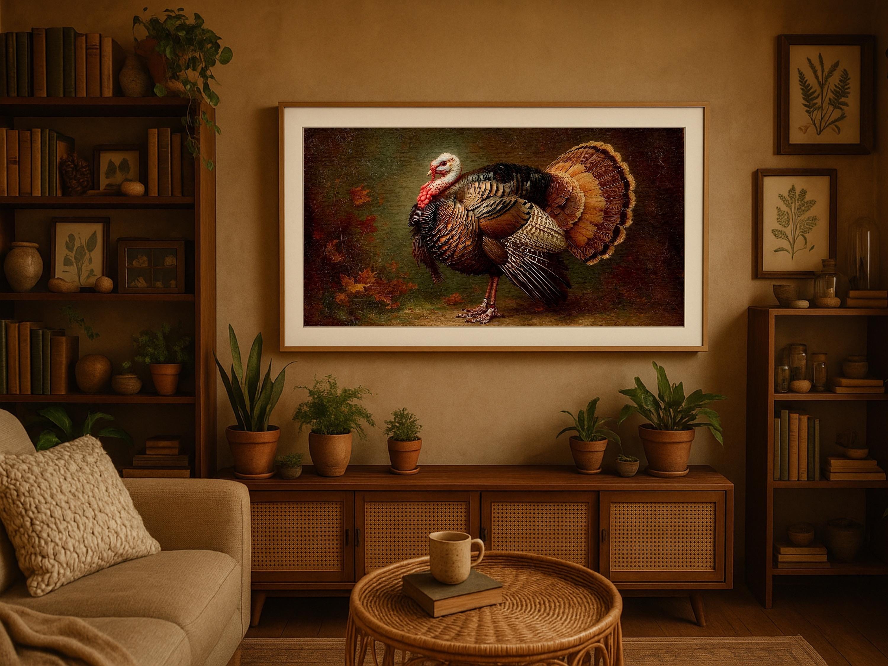 Vintage Turkey Art | Thanksgiving Frame TV Digital Download | Autumn ...