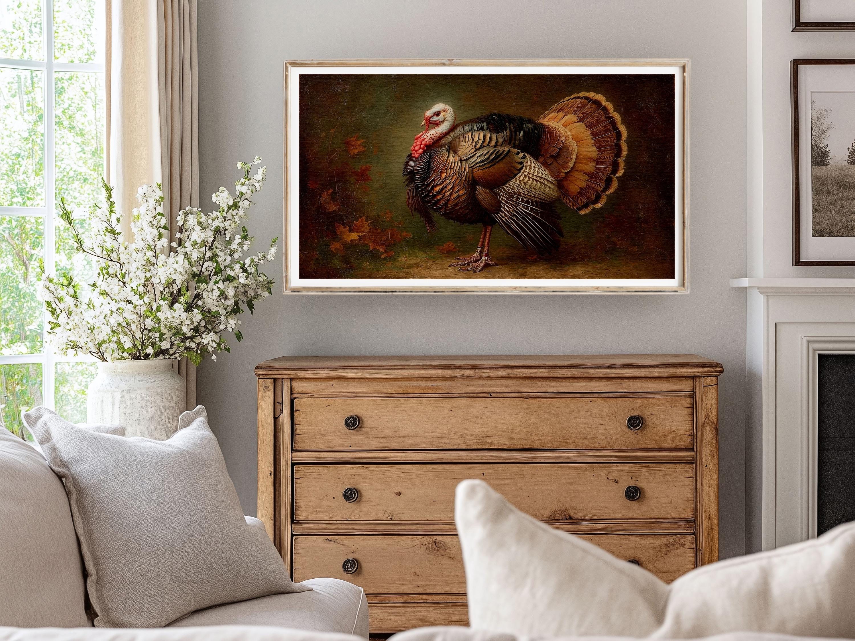 Vintage Turkey Art | Thanksgiving Frame TV Digital Download | Autumn ...