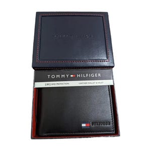 Tommy Hilfiger Schwarz Leder Geldbörse mit Münzfach