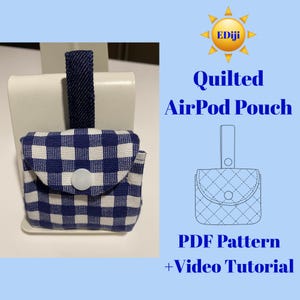 Easy Sew Quilted AirPod Pouch PDF Pattern: Beginner-Friendly Small Bag Tutorial (Instant Download, 7x7x3cm) Gingham Coin Pouch Pattern