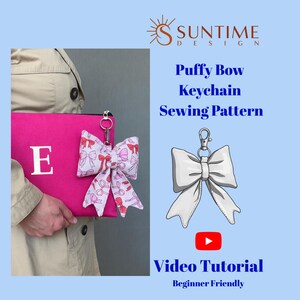 Patron de couture pour porte-clés nœud bouffant : Tutoriel vidéo facile pour débutants, gabarit de bague à faire soi-même, patron de breloque nœud