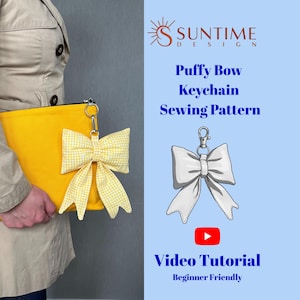 Patron de couture pour porte-clés nœud bouffant : Tutoriel vidéo, patron de couture pour breloque nœud en tissu, patron PDF facile à suivre pour débutants