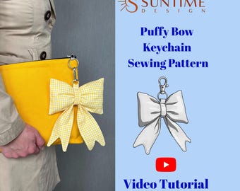 Patrón de costura para llavero con lazo abullonado: Tutorial en vídeo. Patrón de costura para dije de lazo de tela. Patrón en PDF ideal para principiantes.