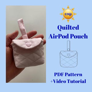 Easy Sew Quilted AirPod Pouch PDF Pattern: Beginner-Friendly Small Bag Tutorial (Instant Download, 7x7x3cm) Video Tutorial + PDF Pattern