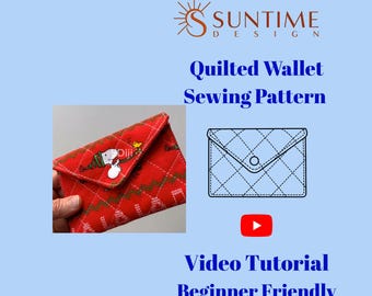 Quilted Wallet Sewing Pattern: Video Tutorial  Card Holder PDF Download, Beginner Friendly Qulting Wallet