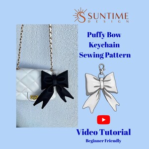 Patron de couture pour porte-clés nœud bouffant : Patron de couture pour breloque nœud en similicuir, tutoriel vidéo, patron PDF