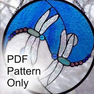 PATTERN for Dragonfly Yin and Yang Stained Glass 14" x 14""