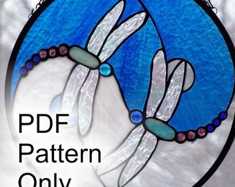 PATTERN for Dragonfly Yin and Yang Stained Glass 14" x 14""