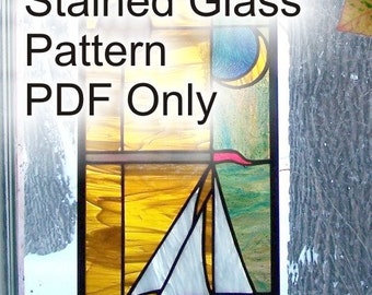 Pattern for Stained Glass Sailboat Day and Night