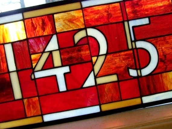 House Numbers In Stained Glass With Contemporary Font 4 Digit House Numbers In Stained Glass With