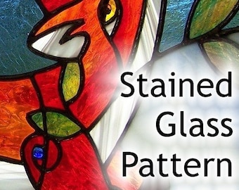 PATTERN for Red Fox in the Blueberry Patch Stained Glass - approximately 30x13"