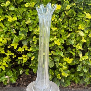 Vintage Clear Glass 14.5” 8 Finger Swung Vase