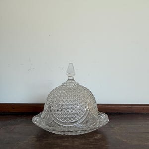 Vintage Crystal Dome Covered Butter/Cheese Dish, Round