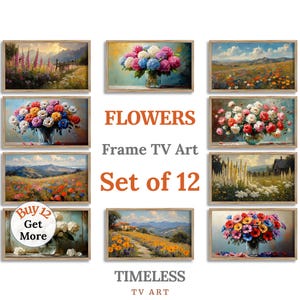 Flowers Frame TV Art Set of 12, Samsung Frame TV Art Download, Digital Floral Wall Art 4K, TV Artwork for Modern Living, Timeless Collection