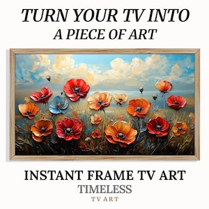 Frame TV Art Poppies, Impressionist Floral Painting, Vintage TV Artwork, Summer Samsung Frame TV, Digital Art, Flower Screensaver