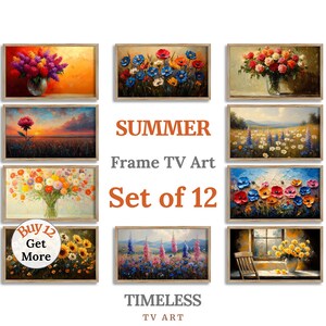 Summer Frame TV Art Set of 12, Samsung Frame TV Art Download, Digital Floral Wall Art 4K, TV Artwork for Modern Living, Timeless Collection