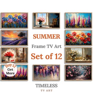 Summer Frame TV Art Set of 12, Samsung Frame TV Art Download, Digital Floral Wall Art 4K, TV Artwork for Modern Living, Timeless Collection
