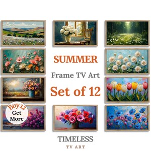 Summer Frame TV Art Set of 12, Samsung Frame TV Art Download, Digital Floral Wall Art 4K, TV Artwork for Modern Living, Timeless Collection