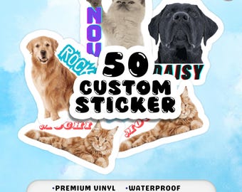 Custom Pet Portrait Sticker, Die Cut Waterproof Vinyl Decal