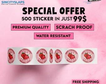 Custom Logo Stickers on Roll – Glossy Weatherproof Labels