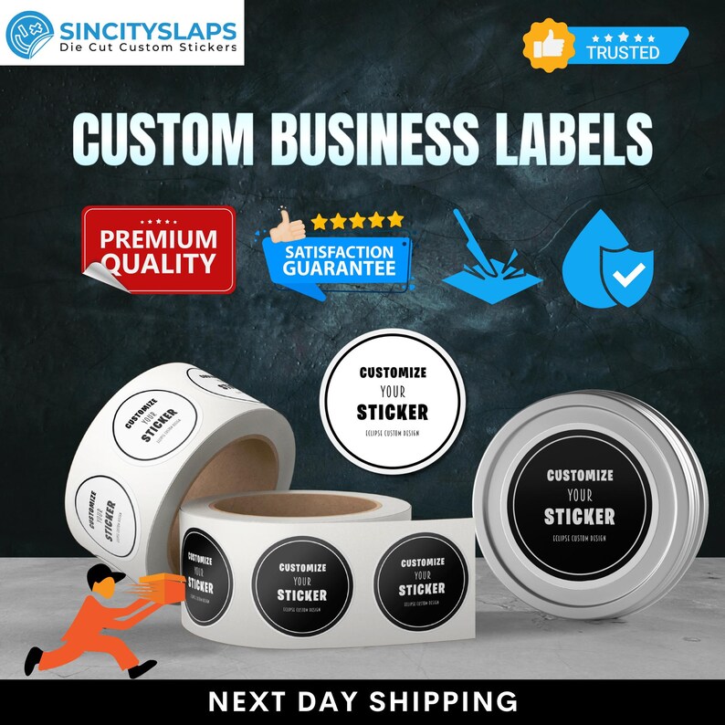 Custom Logo Stickers on Roll – Glossy Waterproof Labels - Etsy