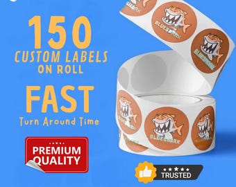 Custom Logo Stickers on Roll – Glossy Waterproof Labels