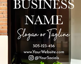 Create Your Own Door Sign - Customizable Business Decal - Logo, Custom Text, Socials, QR Code Sticker - Variable Storefront Vinyl Lettering