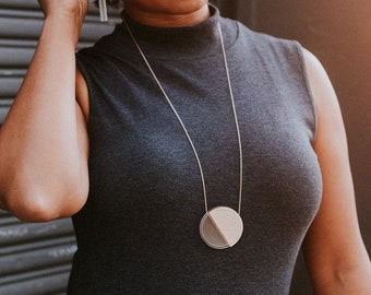 Osa Necklace | Reversible Long Necklace, Geometric Circle