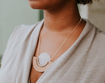 Collar Lena / Collar reversible geométrico de estilo moderno de mediados de siglo