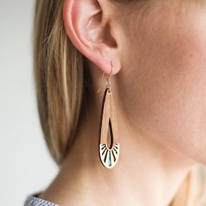 Fan Teardrop Earring | Oblong Geometric Wooden Jewelry MCM