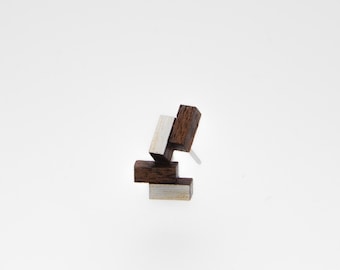 Pendientes minimalistas de madera con forma de poste: tachuelas de acero quirúrgico con bloques de color