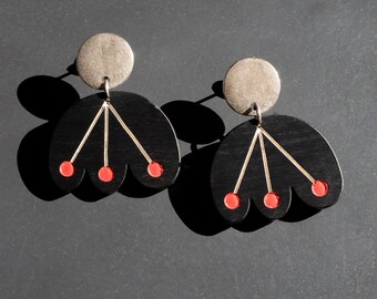 Pendientes colgantes con forma de flor Blomma, modernos, florales, geométricos y de verano.