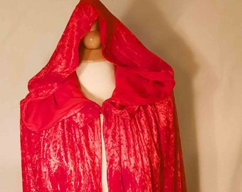 Red Panna Velvet Hooded Christmas Caroling Cape