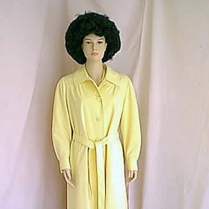 Vintage 1970s Water Repellent Yellow Midi Coat with Self Tie Belt by Weatherbee Fashion Original