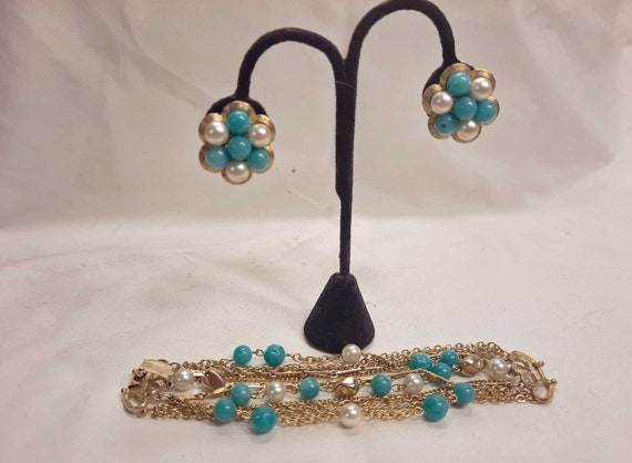 1960s Vintage Kramer Multi Chain Bracelet Turquois