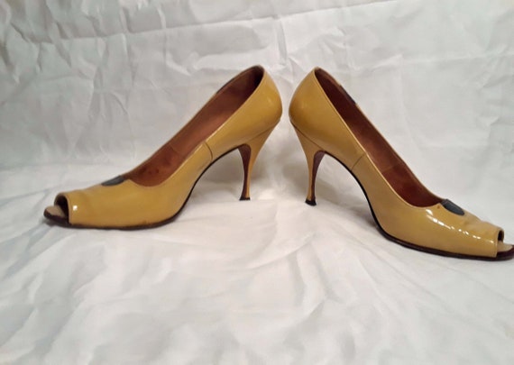 Vintage 1950s Andrew Geller Yellow Patent Leather… - image 7