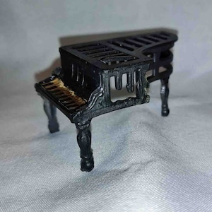 Antique French Victorian Miniature Doll House Pot Metal Grand Piano