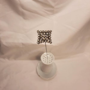 Antique Victorian 1890s Dazzler Hat Pin Large Diamond Shape Top with Prong Set Rhinestone