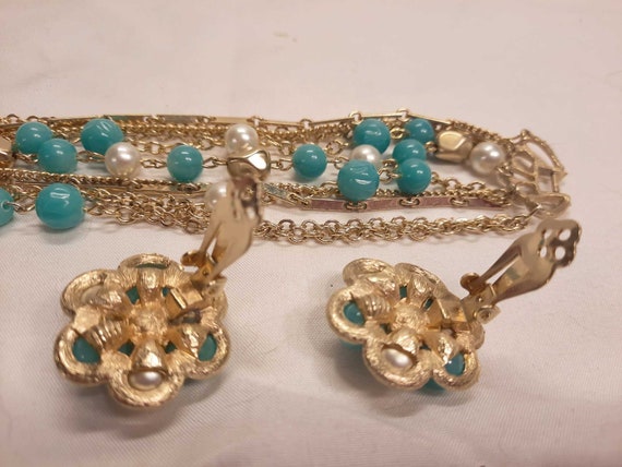 1960s Vintage Kramer Multi Chain Bracelet Turquoi… - image 3