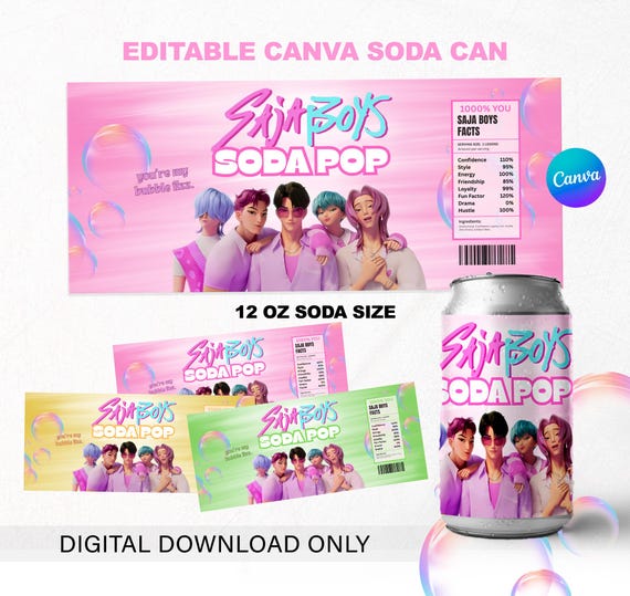 K-POPデーモンハンターソーダ缶ラベル、サジャボーイズ誕生日