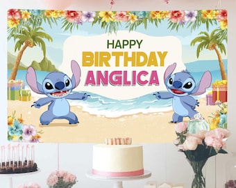 Lilo Stitch Geburtstag Kulisse, Lilo Stitch Geburtstagsparty, Lilo Stitch Party Dekor, Lilo Stitch Geburtstagseinladung, Lilo und Stitch Flex