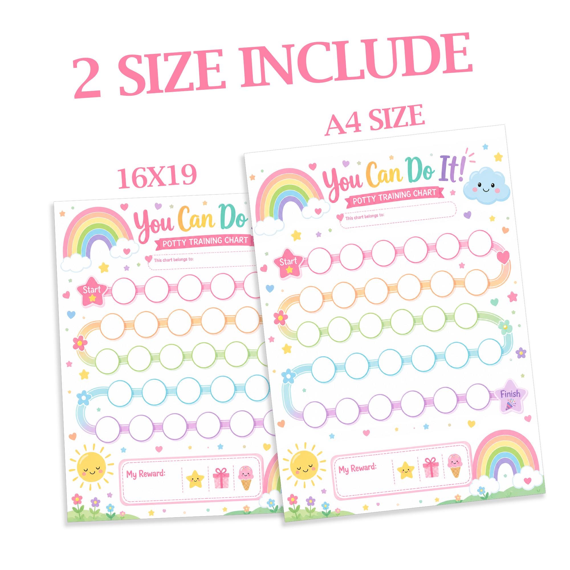 Rainbow Potty Training Reward Chart for Girls, Printable Sticker Chart ...